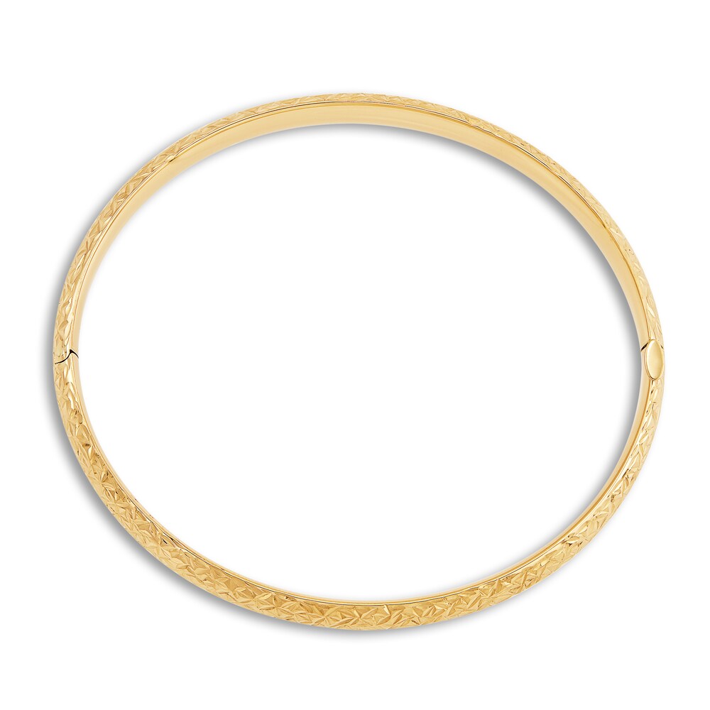 Diamond Cut Hollow Bangle Bracelet 14K Yellow Gold 5AiJWrzD