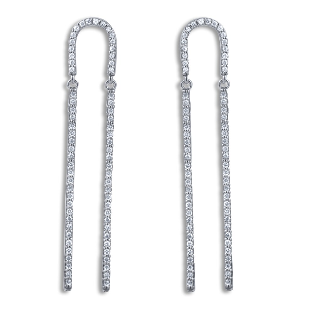 Diamond Drop Earrings 1/2 ct tw Round 14K White Gold 5EAkKVff