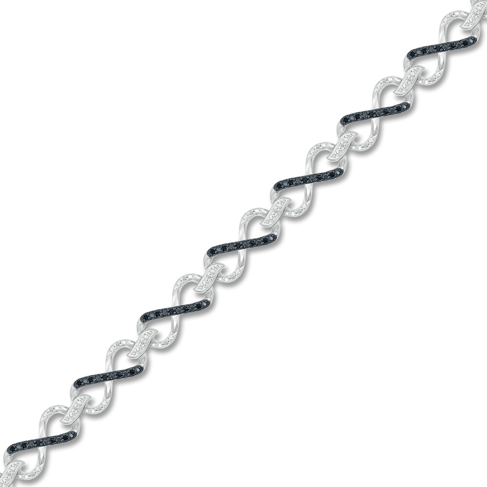 Diamond Infinity Bracelet 1/3 ct tw Black/White Sterling Silver 5FX0SXeD