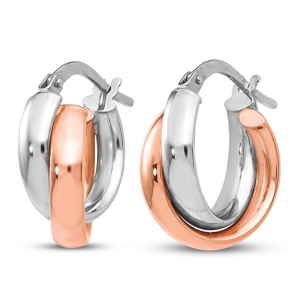 Rose-plated Hoop Earrings 14K Two-Tone Gold 5P98iVtl