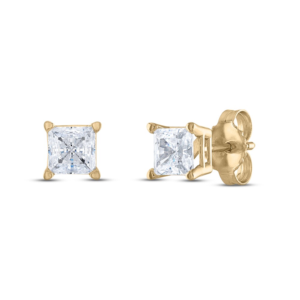 Diamond Solitaire Stud Earrings 1-1/2 ct tw Princess 14K Yellow Gold (I1/I) 5U2Bdswb