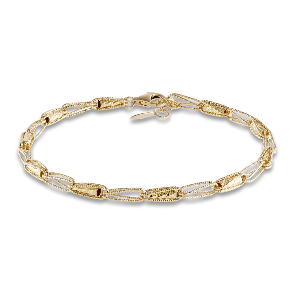 Italia D\'Oro Triangle Link Bracelet 14K Yellow Gold 7.25\" 5naGjCPZ