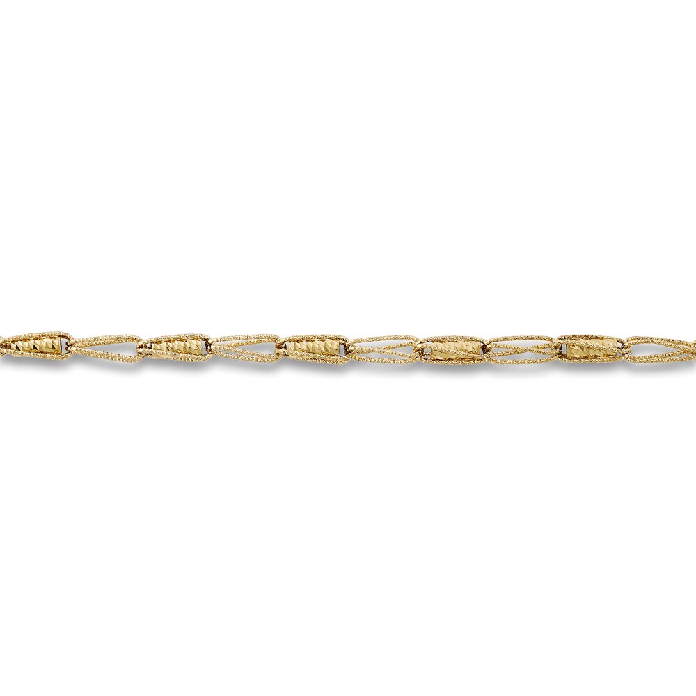 Italia D\'Oro Triangle Link Bracelet 14K Yellow Gold 7.25\" 5naGjCPZ