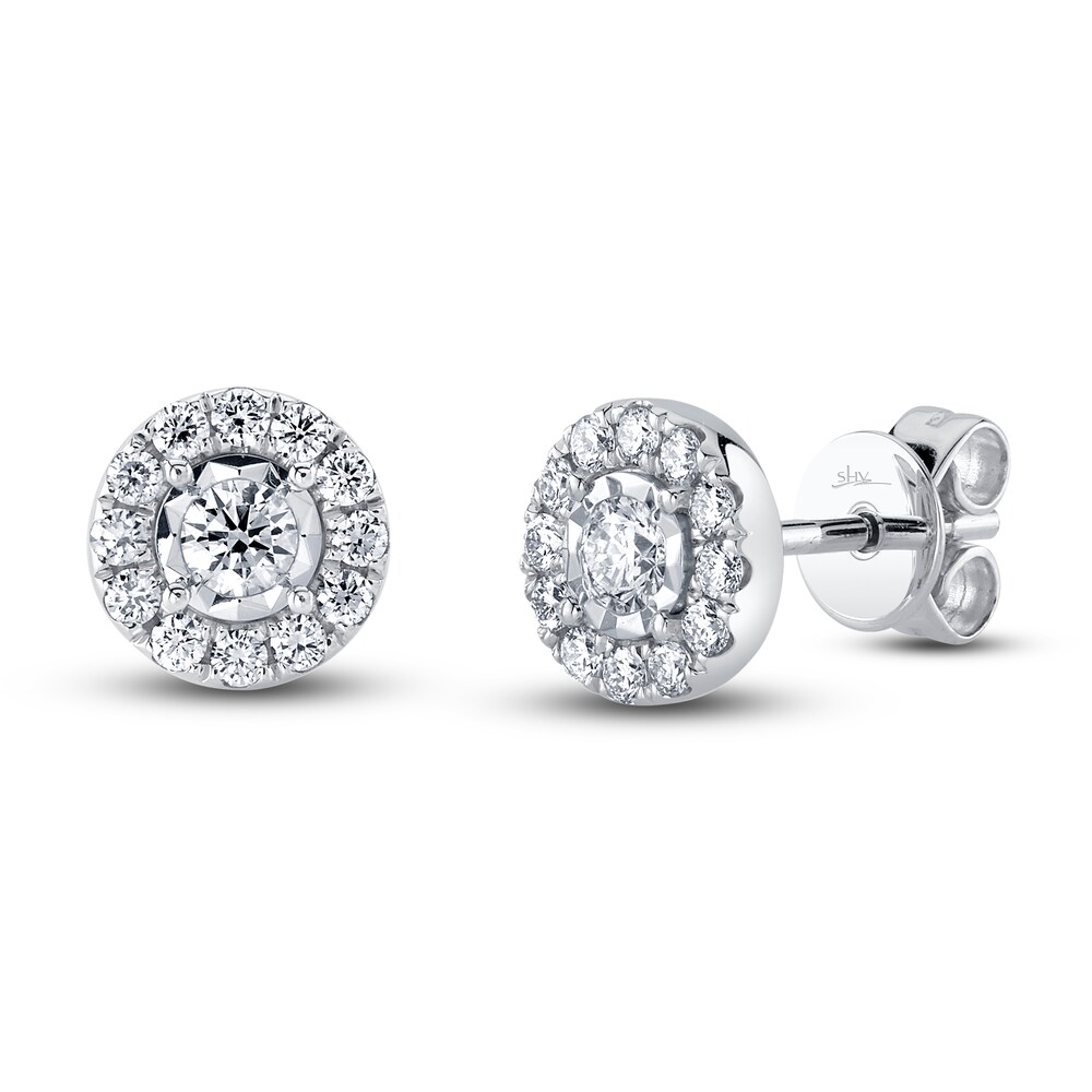 Shy Creation Diamond Stud Earrings 3/8 ct tw Round 14K White Gold SC55024118V2 5o2hrdKd [5o2hrdKd]