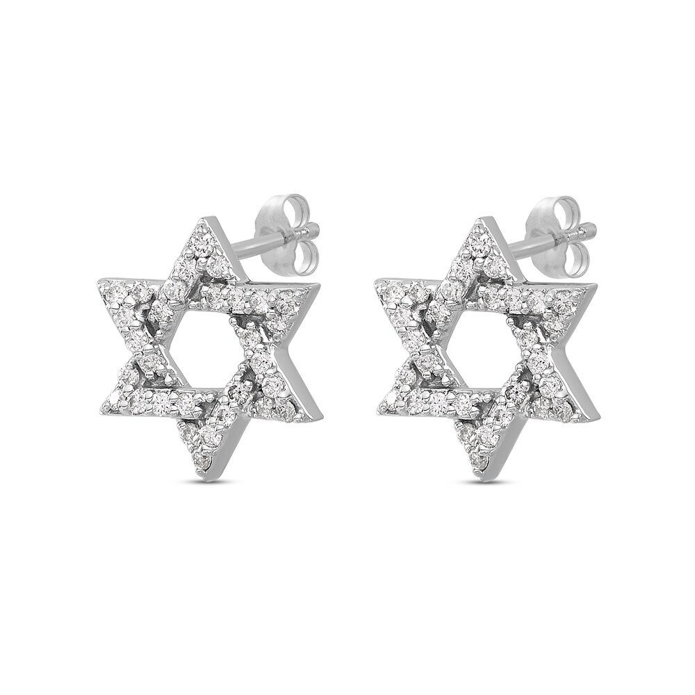 Diamond Star of David Stud Earrings 1/4 ct tw Round 14K White Gold 61cIkEpv