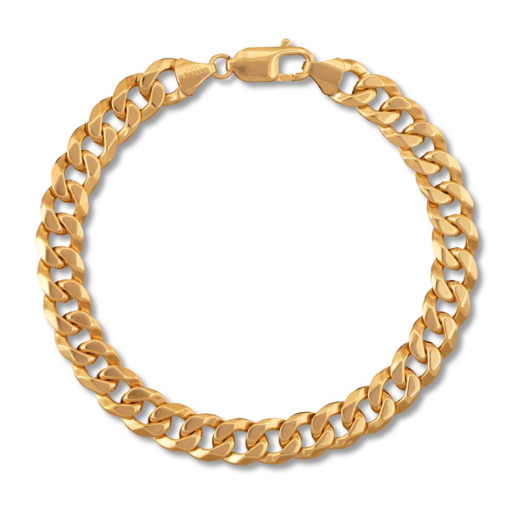 Solid Curb Bracelet 14K Yellow Gold 8.5" 8.7MM 6NHOXTmz