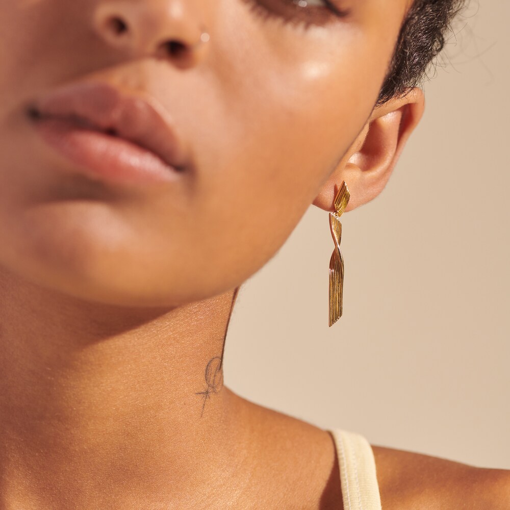 John Hardy Bamboo Drop Earrings 18K Yellow Gold 6nLwukjI