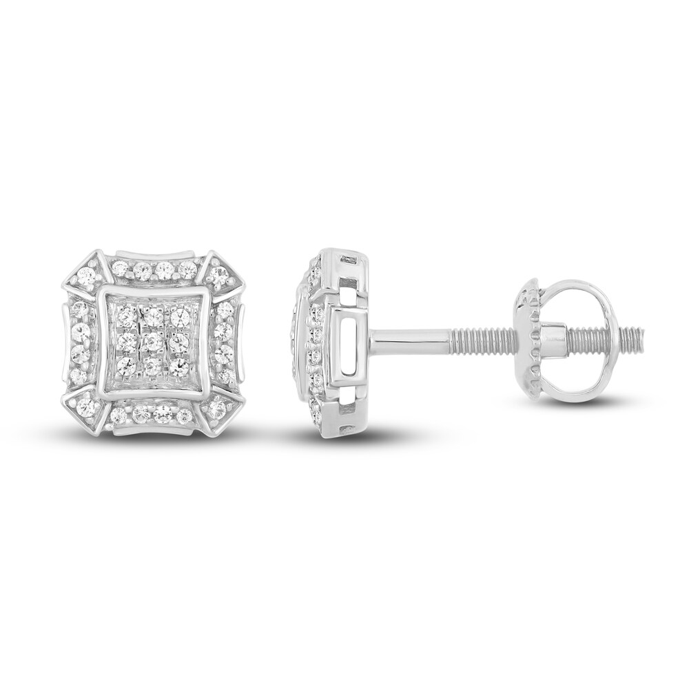 Men\'s Diamond Stud Earrings 1/6 ct tw Round 10K White Gold 7b9G0FQi