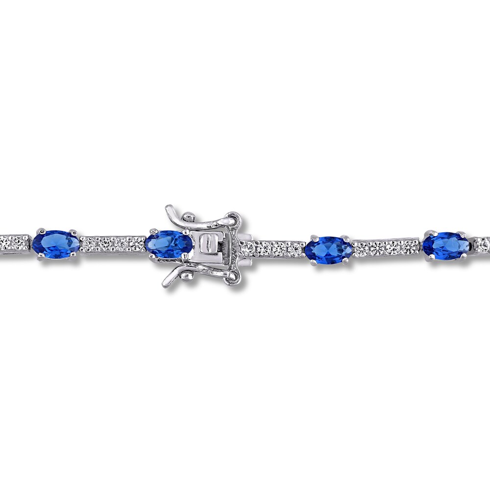 Lab-Created Blue Sapphire & Lab-Created White Sapphire Tennis Bracelet Sterling Silver 7d4j3Uj8