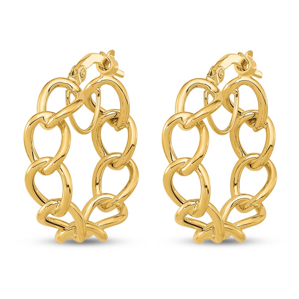 Light Twisted Link Hoop Earrings 14K Yellow Gold 7hO7UYmp