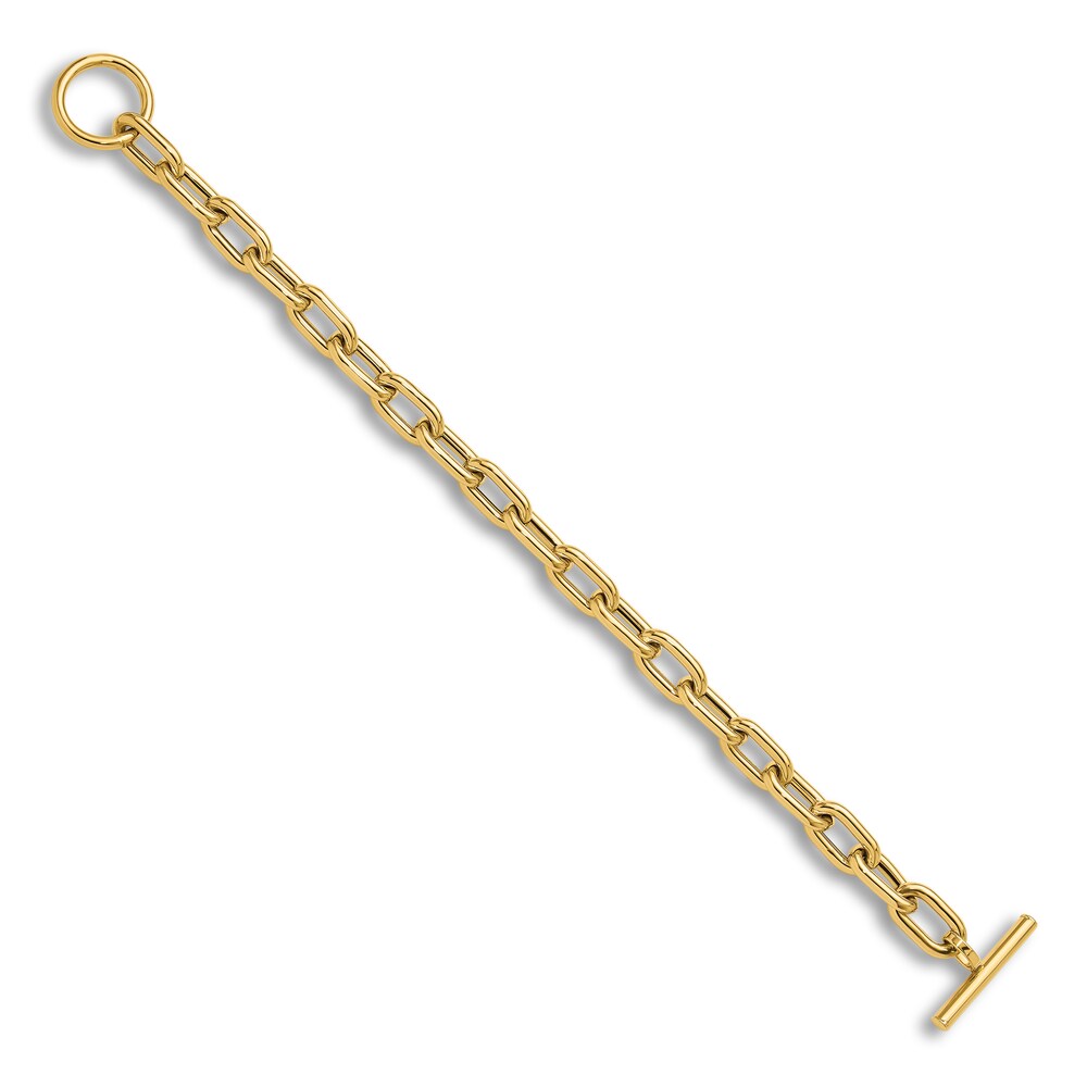 High-Polish Oval Link Toggle Bracelet 14K Yellow Gold 7.5\" 7qZIlcSs