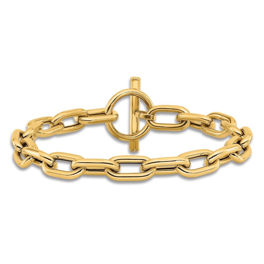 High-Polish Oval Link Toggle Bracelet 14K Yellow Gold 7.5\" 7qZIlcSs