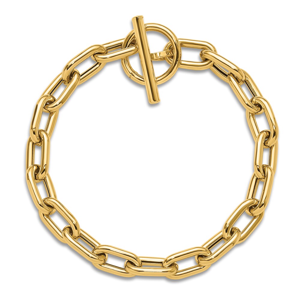 High-Polish Oval Link Toggle Bracelet 14K Yellow Gold 7.5\" 7qZIlcSs