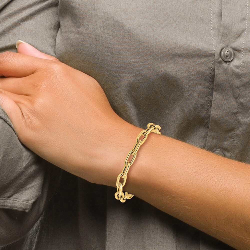 High-Polish Oval Link Toggle Bracelet 14K Yellow Gold 7.5\" 7qZIlcSs