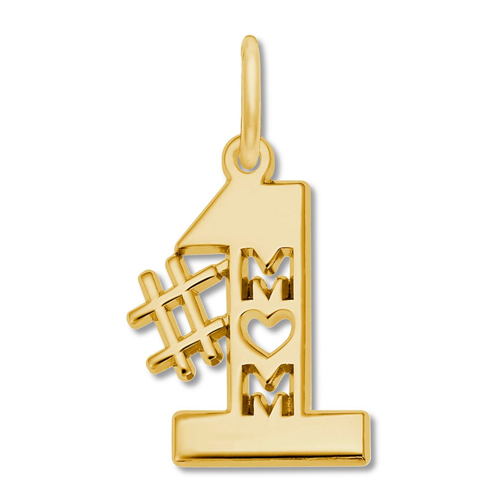 #1 Mom Charm 14K Yellow Gold 7xiy8zMh