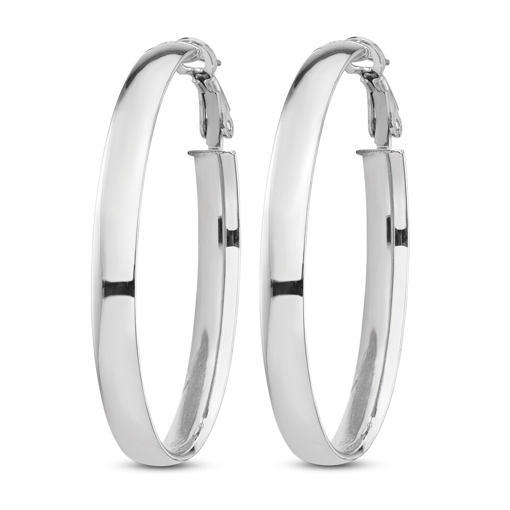 Oval Hoop Earrings 14K White Gold 7zddDfnN