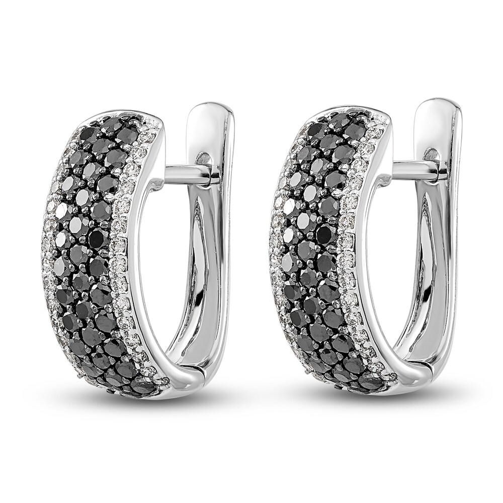 Black & White Diamond Huggie Earrings 1 ct tw Round 14K White Gold 8Aga9Zg1