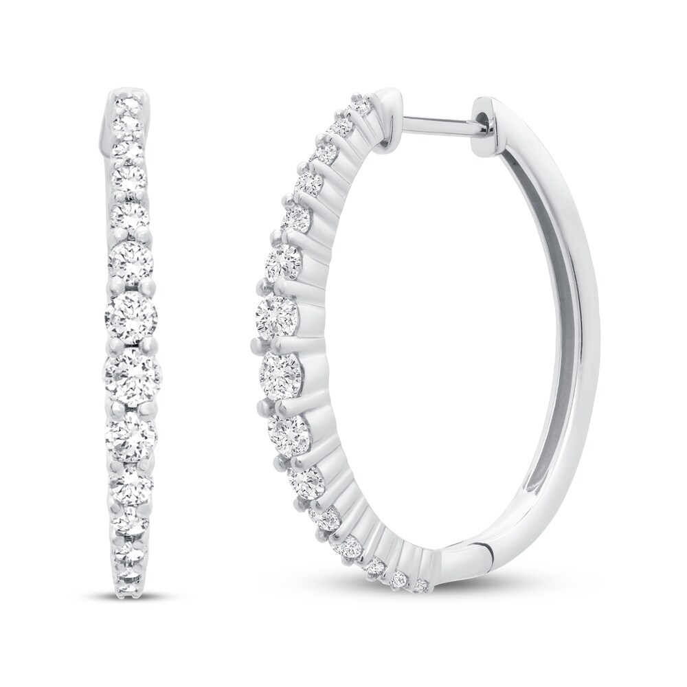 Diamond Hoop Earrings 1 ct tw Round 14K White Gold 8Dfx9bzj