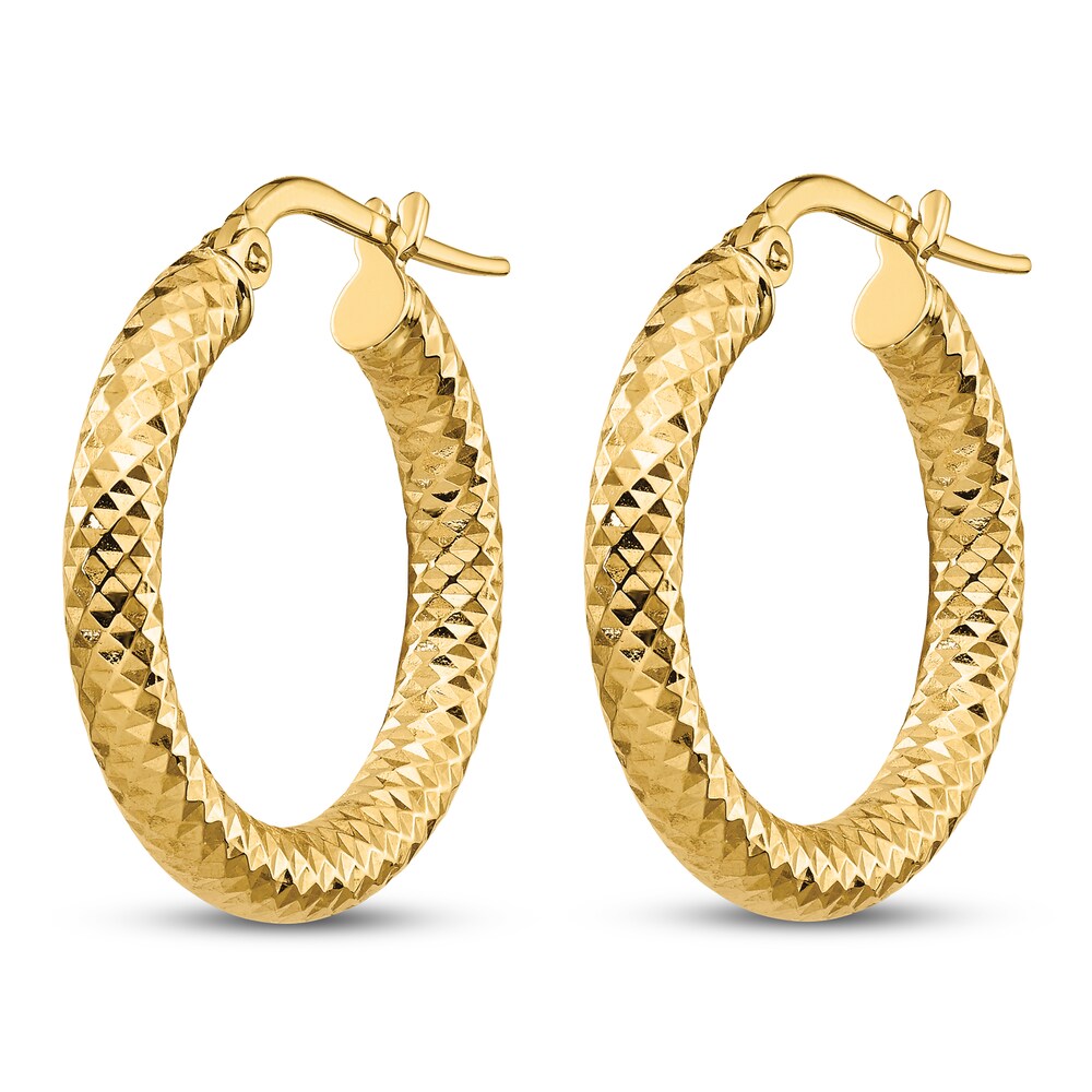 Diamond-Cut Hoop Earrings 14K Yellow Gold 8Hj5o4pP