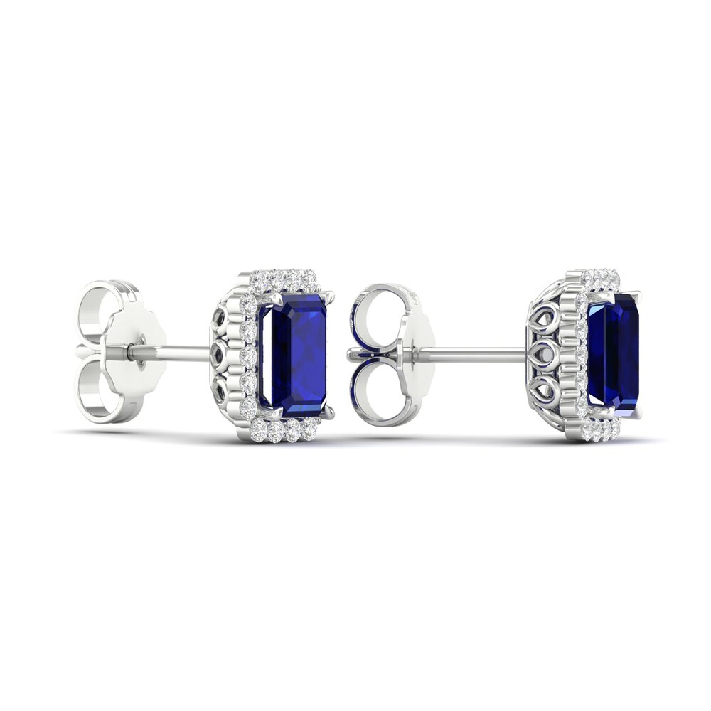 Lab-Created Blue Sapphire & Lab-Created White Sapphire Stud Earrings 10K White Gold 8QExSY42