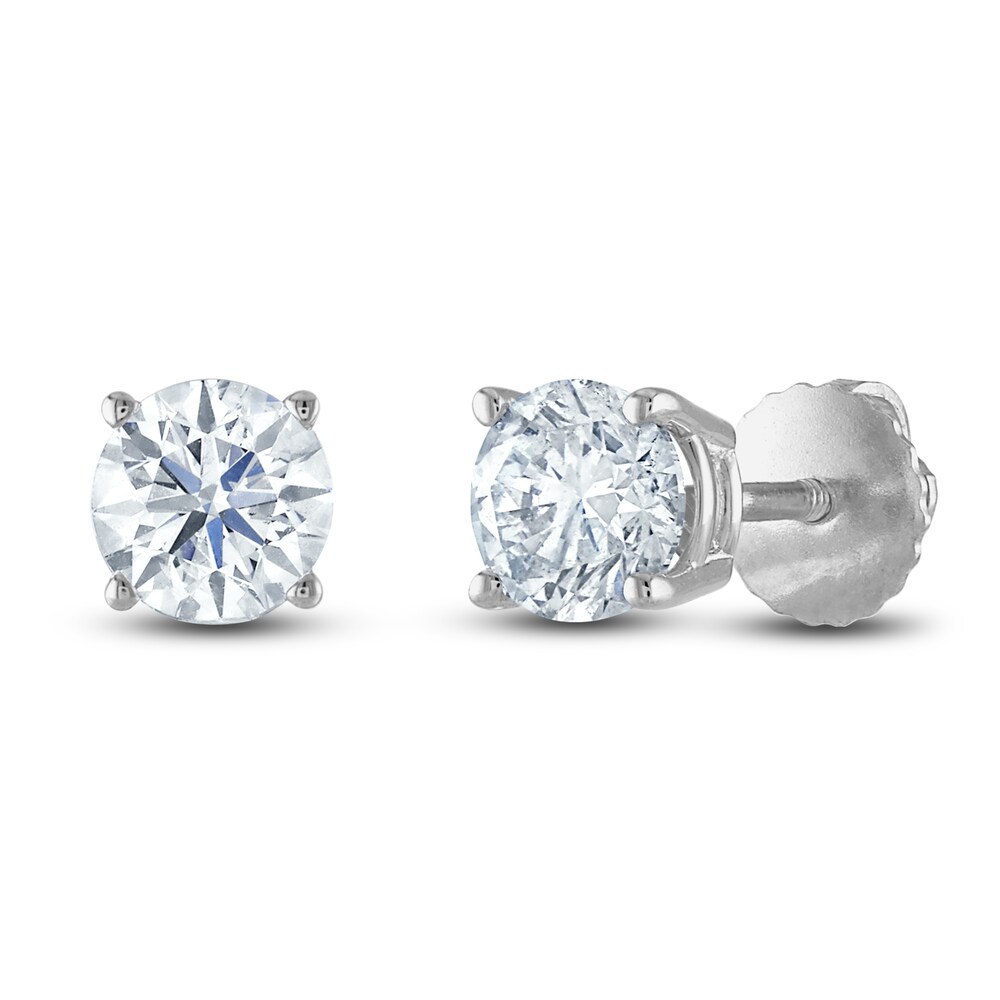 Diamond Solitaire Stud Earrings 1-1/5 ct tw Round 14K White Gold (I1/I) 8iB9o4eq