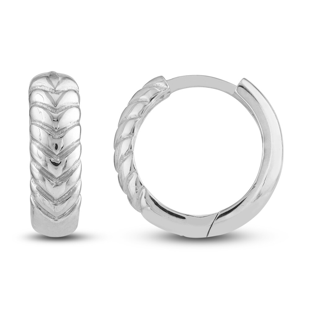 Chevron Huggie Earrings 14K White Gold 8ohUbvcj