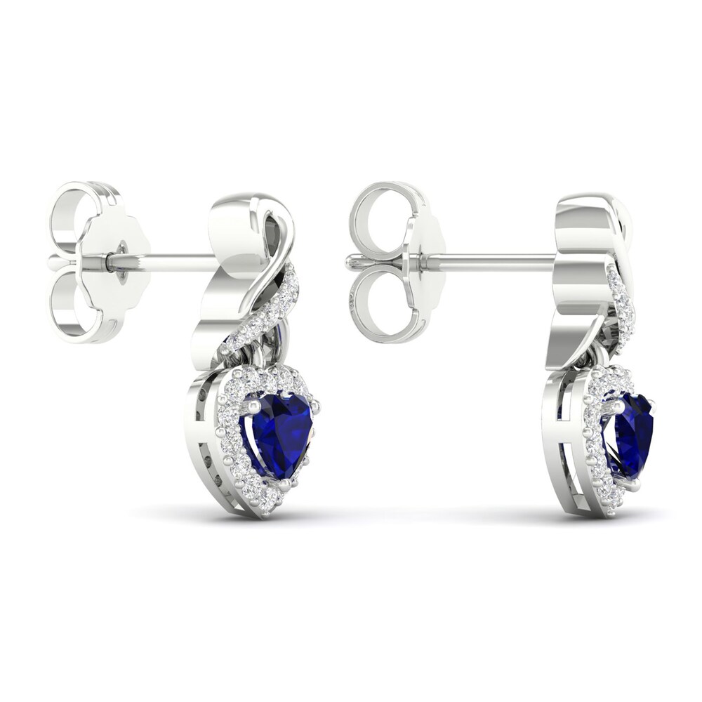 Lab-Created Blue Sapphire & Lab-Created White Sapphire Drop Earrings Sterling Silver 8r9Nx5lc