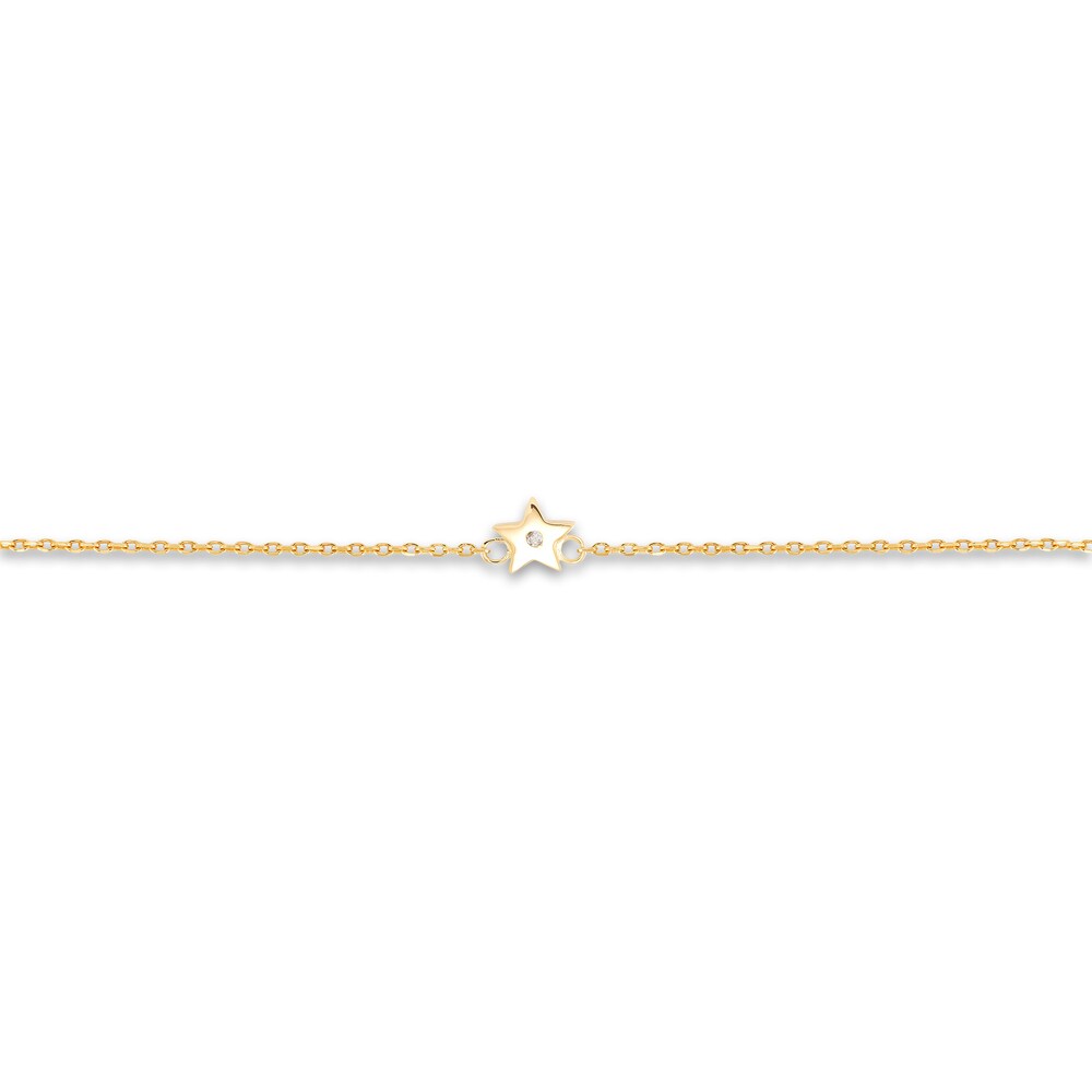 Children\'s Star Station Bracelet Diamond Accents 14K Yellow Gold 6\" Adj. 8w30dhhr