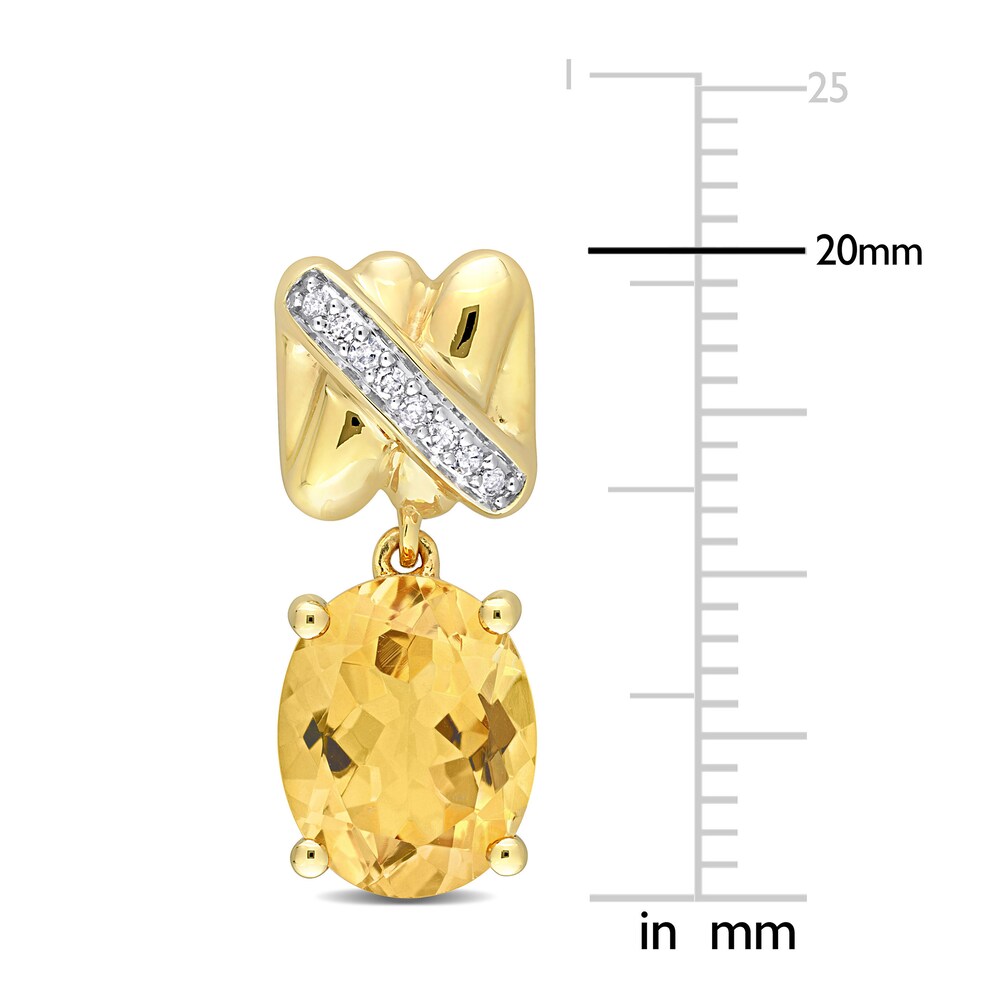 Natural Citrine Earrings 1/15 ct tw Diamonds 14K Yellow Gold 8z0SEnvh