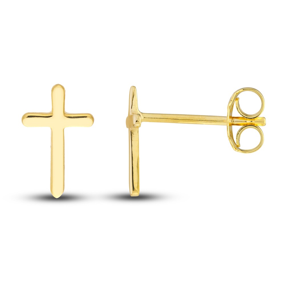 Cross Stud Earrings 14K Yellow Gold 98zDrMLP