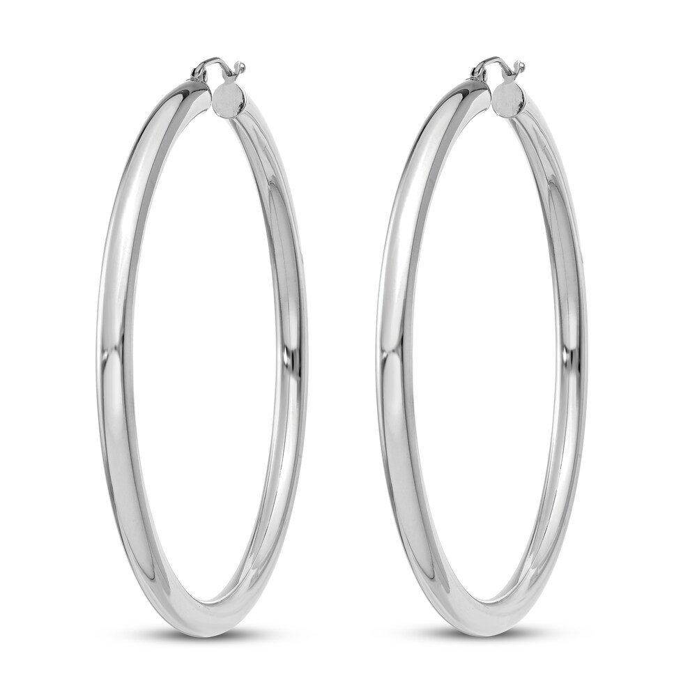 Lightweight Tube Hoop Earrings 14K White Gold 9DOqjbgD