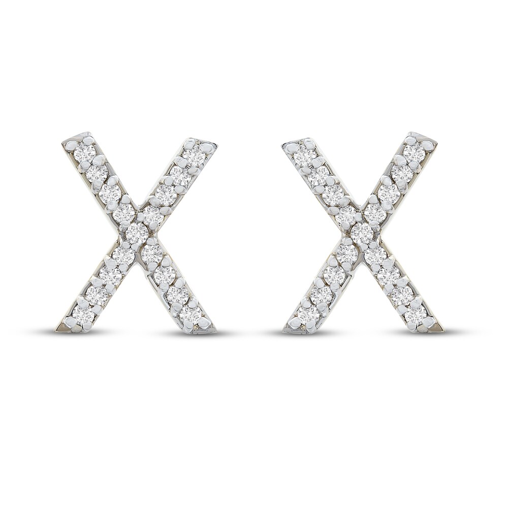 Diamond Letter X Earrings 1/10 ct tw Round 10K Yellow Gold 9PdmHWal