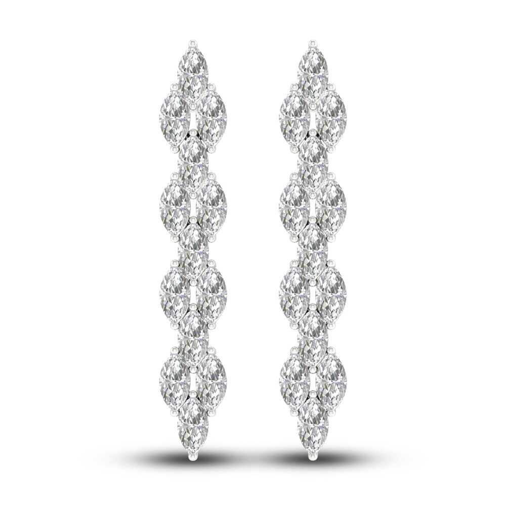 Lab-Created Diamond Dangle Earrings 5-1/5 ct tw Marquise 14K White Gold 9UKtjmjs