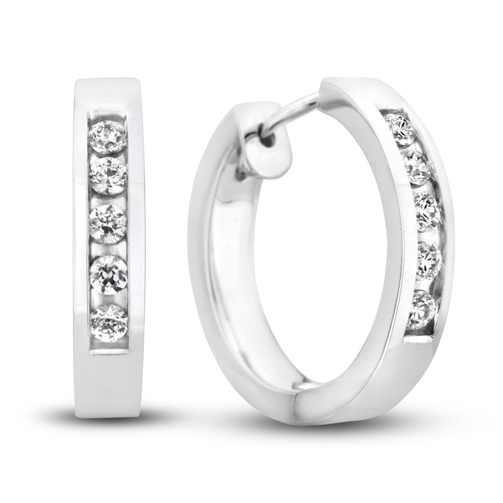 Diamond Hoop Earrings 1/4 ct tw Round 14K White Gold 9UxpQZOi