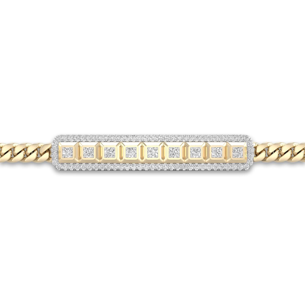 Men\'s Lab-Created Diamond Bracelet 2 ct tw Round 14K Yellow Gold 8.5\" 9VlLqHxZ