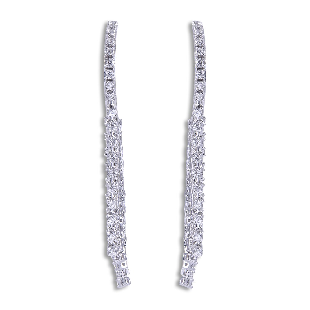 Diamond Hoop Earrings 3 ct tw Round 14K White Gold 9c3Y3UKJ