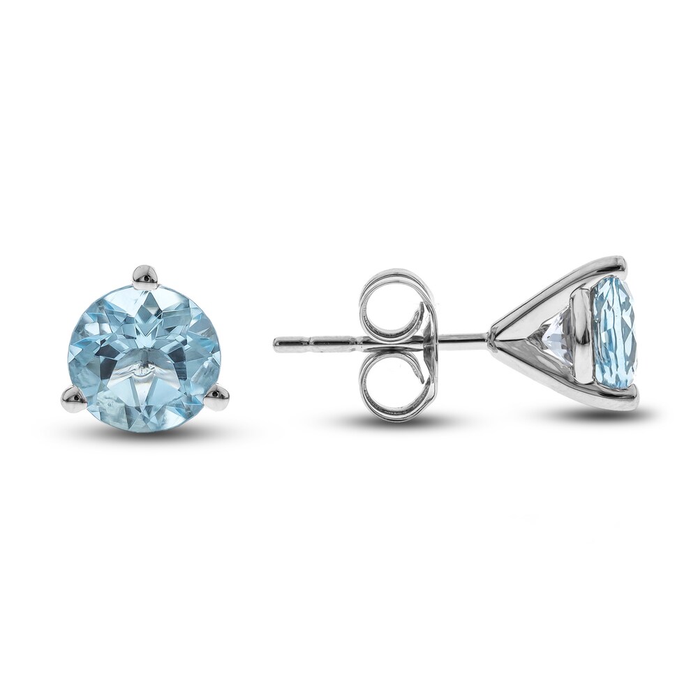 Natural Aquamarine Martini Stud Earrings 14K White Gold 9lHSeuA3