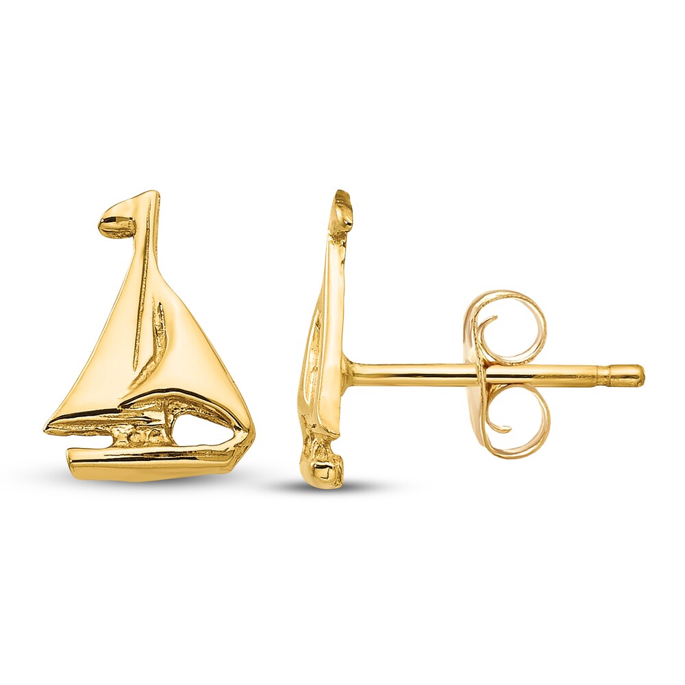 Sailboat Stud Earrings 14K Yellow Gold 9lNYKZ6m [9lNYKZ6m]