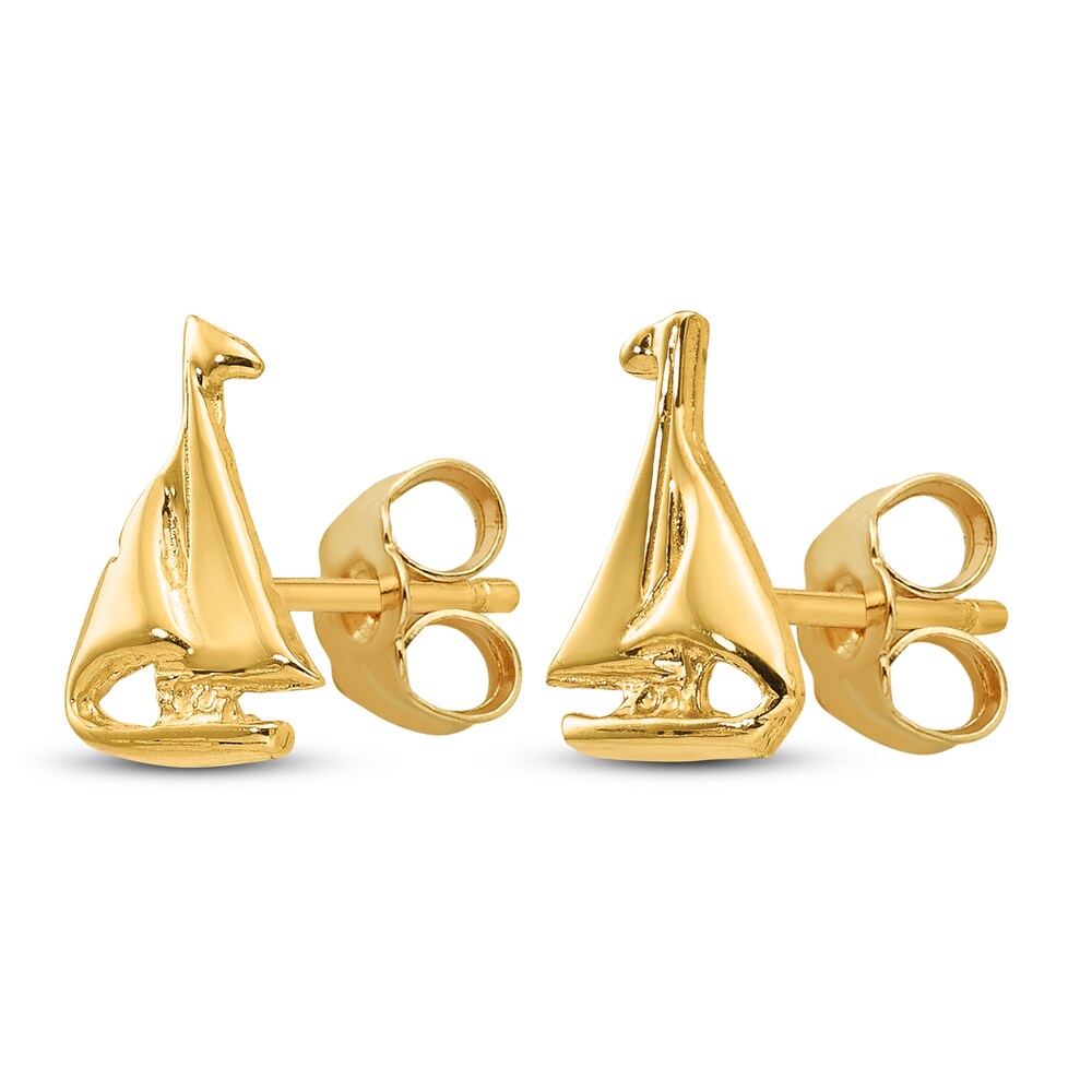 Sailboat Stud Earrings 14K Yellow Gold 9lNYKZ6m