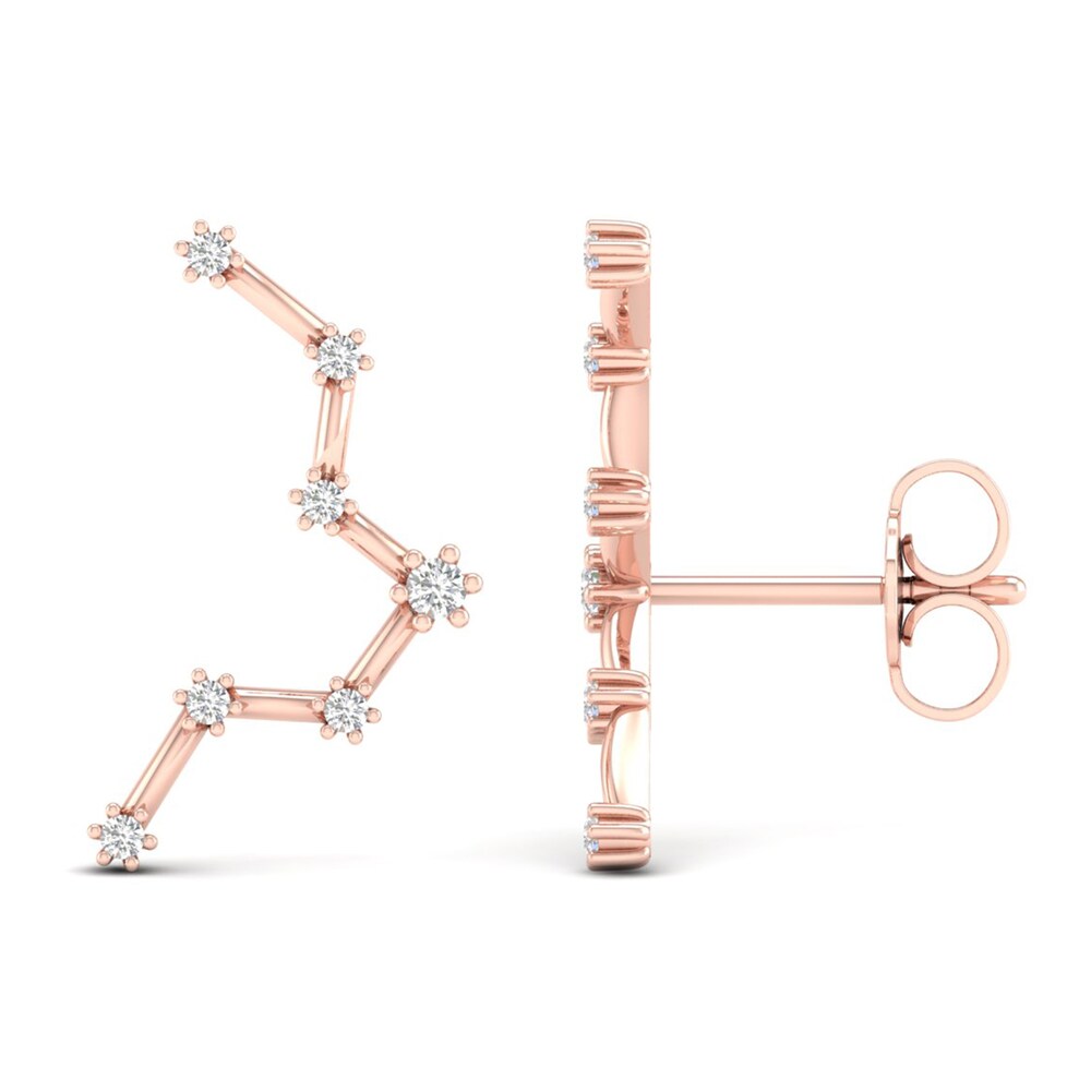 Diamond Pisces Constellation Earrings 1/8 ct tw Round 14K Rose Gold A0CCIhSh