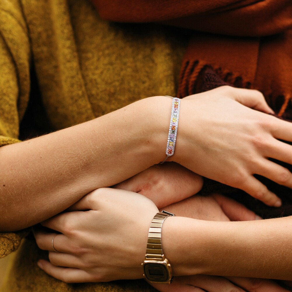 Natural Multi-Color Sapphire Bolo Bracelet 14K Yellow Gold A120TT3u