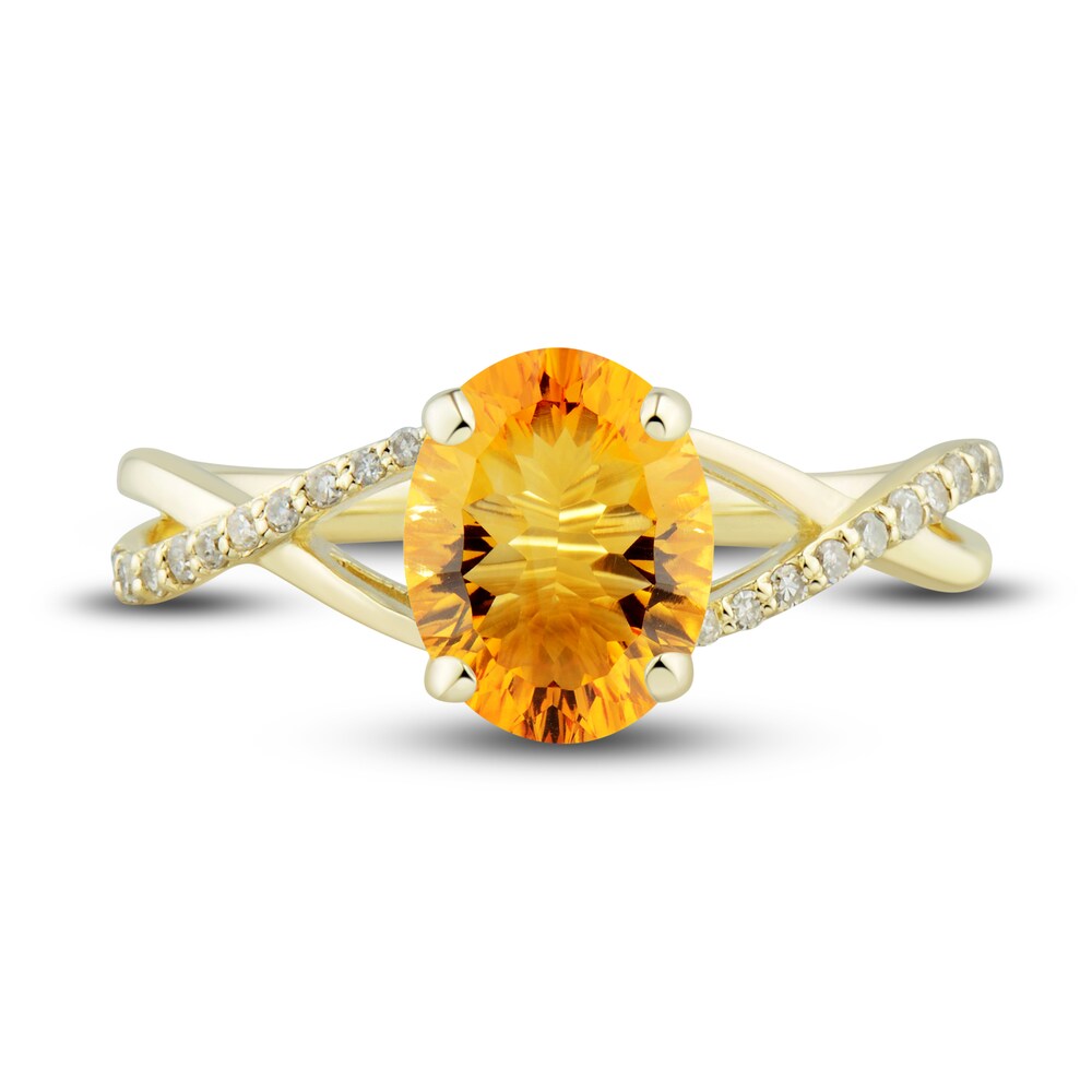 Natural Citrine Ring, Earring & Necklace Set 1/5 ct tw Diamonds 10K Yellow Gold A4LdNy6C