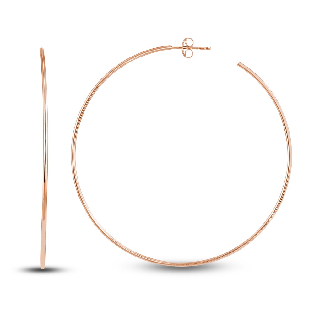 Round Wire Hoop Earrings 14K Rose Gold 60mm AHTdMMxo