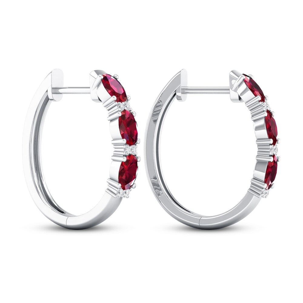 Ruby Earrings 1/20 ct tw Diamonds 10K White Gold APaPOgXT