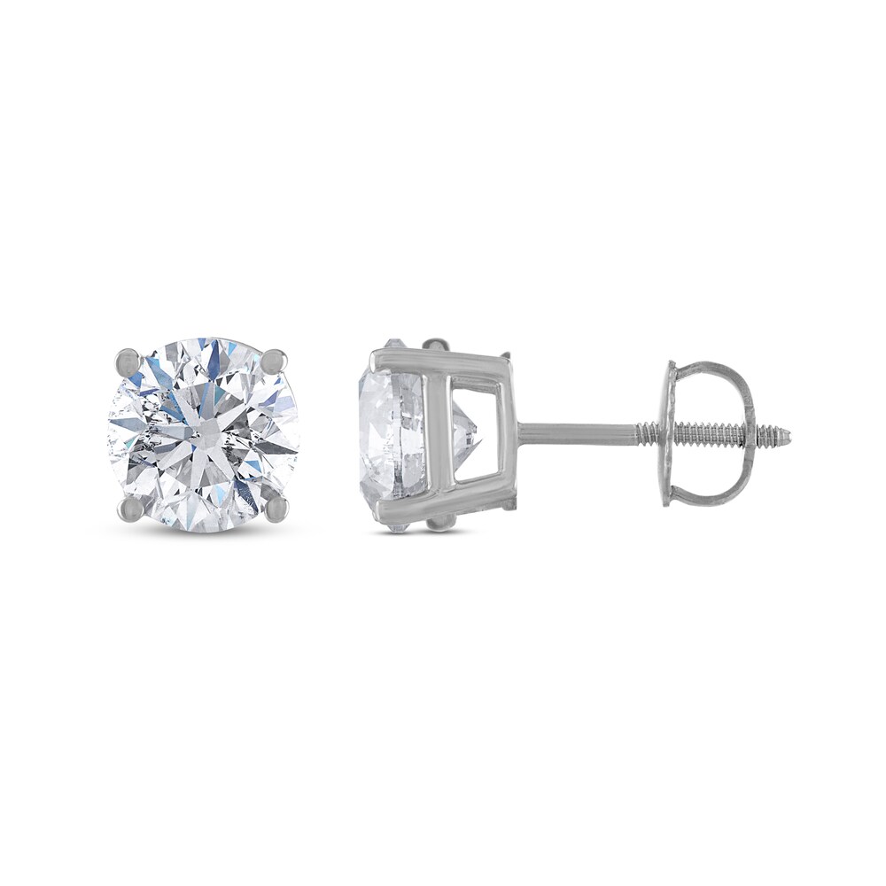 Certified Diamond Solitaire Earrings 3 ct tw Round 14K White Gold (I1/I) ATNPHuiD