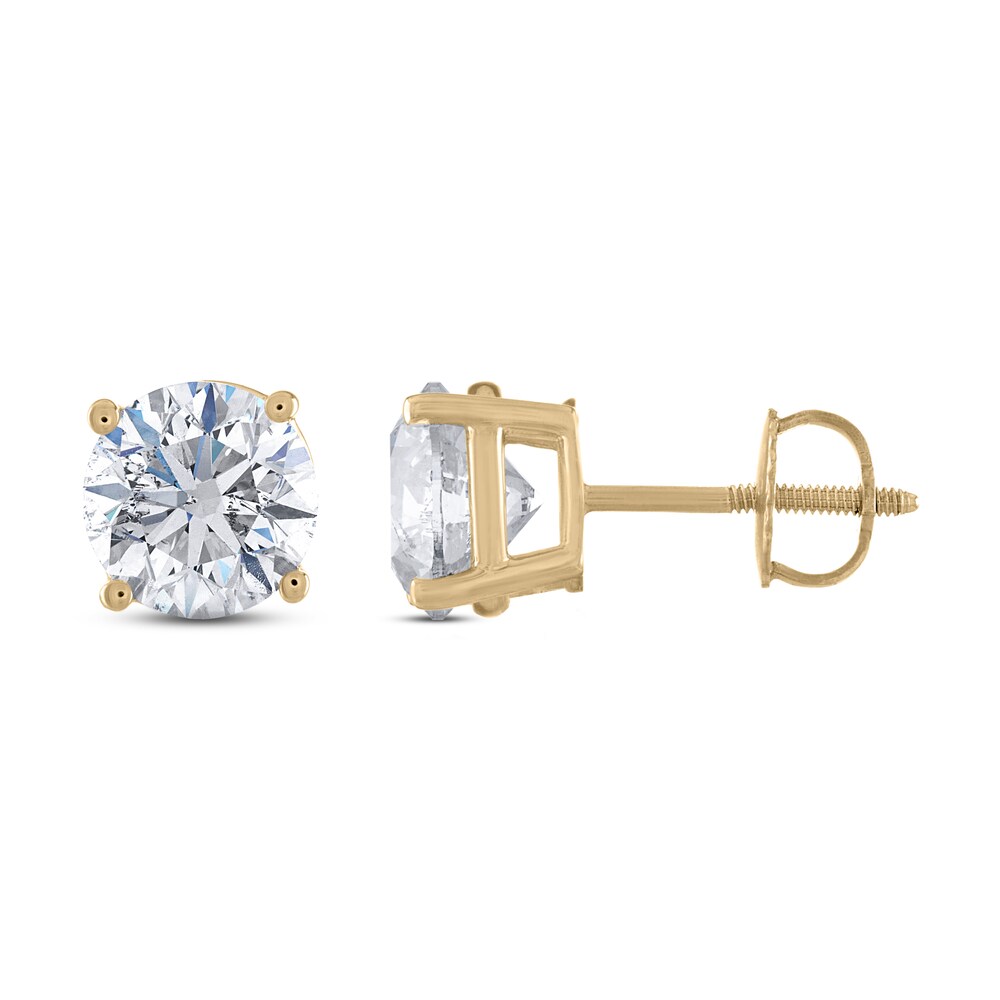 Diamond Solitaire Stud Earrings 1 ct tw Round 14K Yellow Gold (I1/I) Aedg8MxR