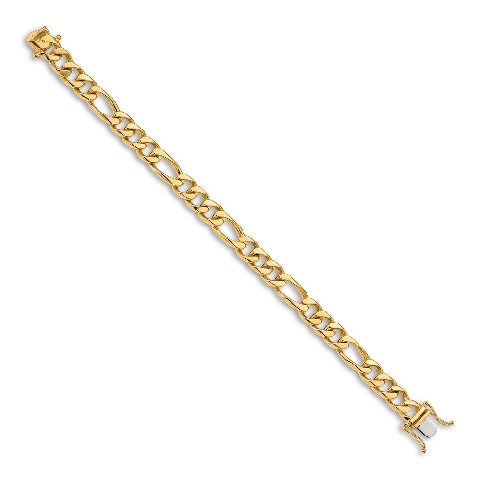 Men\'s Figaro Chain Bracelet 14K Yellow Gold 9.0mm 8\" BGIMwU9l