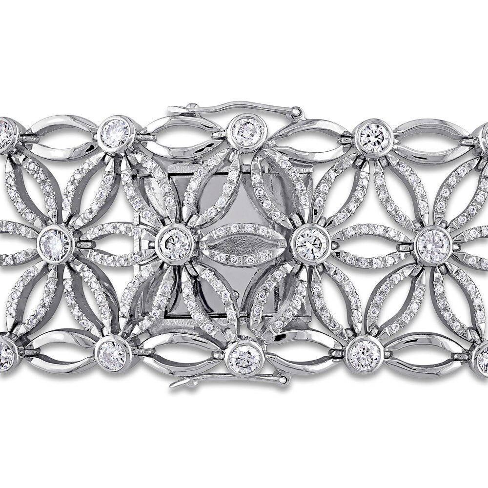 Diamond Floral Bracelet 7-1/5 ct tw Round 18K White Gold 7.25\" BPgzeed6