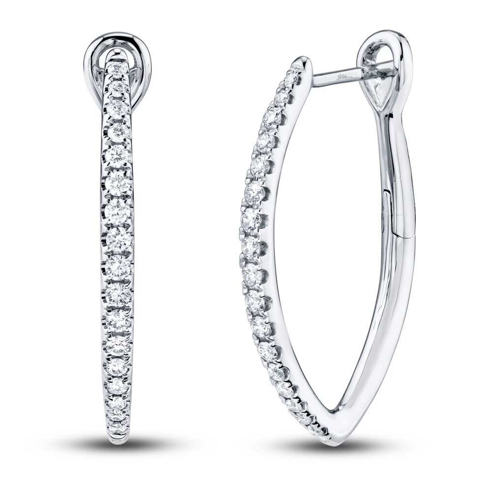 Shy Creation Diamond Hoop Earrings 1/3 ct tw Round 14K White Gold SC22005493 BaF2ftVc [BaF2ftVc]