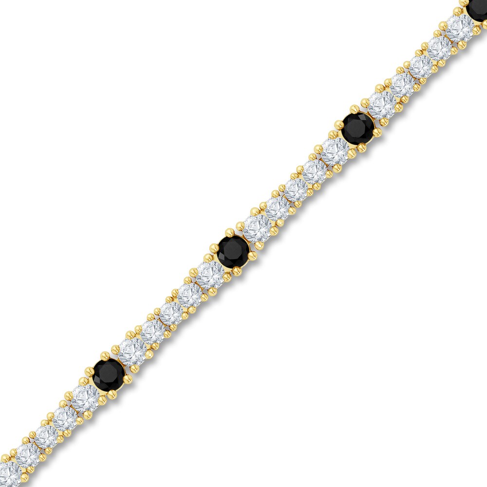 Black & White Diamond Tennis Bracelet 2-1/2 ct tw Round 14K Yellow Gold BdLZxl2V